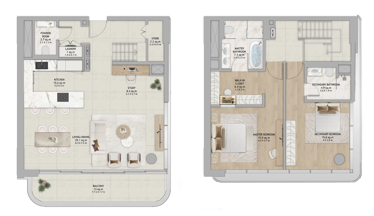 2-BEDROOM DUPLEX (CORNER)